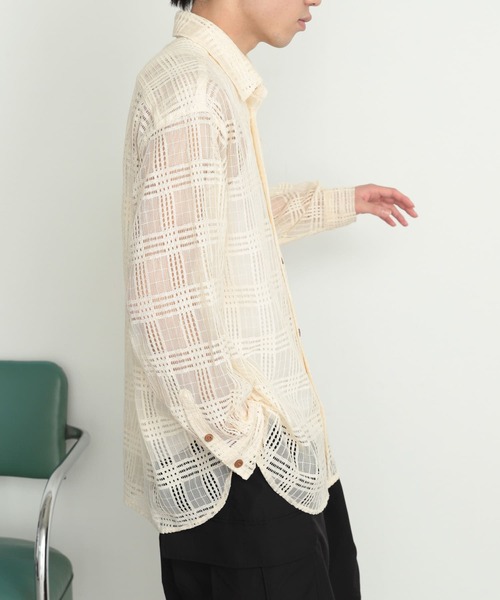 SENSE OF PLACE by URBAN RESEARCH（センスオブプレイスバイアーバンリサーチ）の「『ユニセックス』チェックレースシャツ（シャツ/ブラウス・メンズ・アイボリー/チャコールグレー/カーキ・LARGE/MEDIUM）」の16枚目の写真