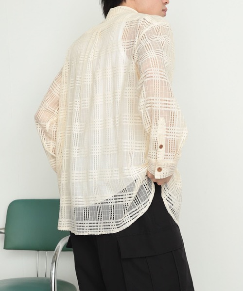 SENSE OF PLACE by URBAN RESEARCH（センスオブプレイスバイアーバンリサーチ）の「『ユニセックス』チェックレースシャツ（シャツ/ブラウス・メンズ・アイボリー/チャコールグレー/カーキ・LARGE/MEDIUM）」の17枚目の写真