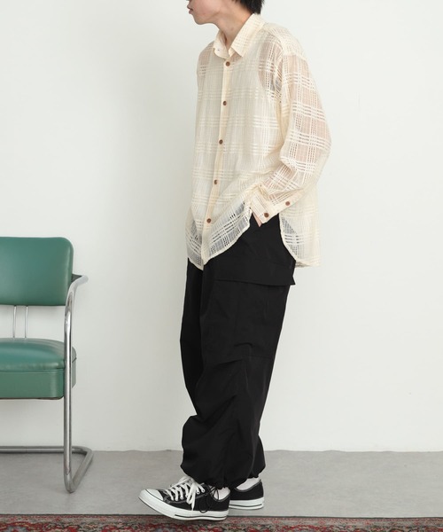 SENSE OF PLACE by URBAN RESEARCH（センスオブプレイスバイアーバンリサーチ）の「『ユニセックス』チェックレースシャツ（シャツ/ブラウス・メンズ・アイボリー/チャコールグレー/カーキ・LARGE/MEDIUM）」の19枚目の写真