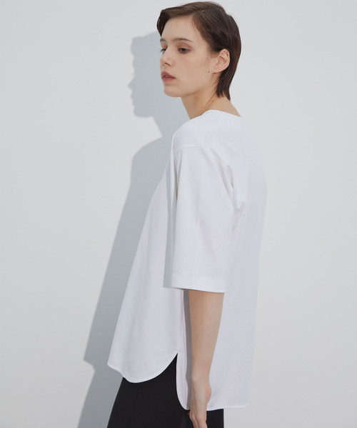 N.O.R.C by the line（ノークバイザライン）の「マルチファンクション5分袖ラウンドヘムTシャツ（Tシャツ/カットソー・レディース・オフホワイト/ブラック・S/M）」の5枚目の写真