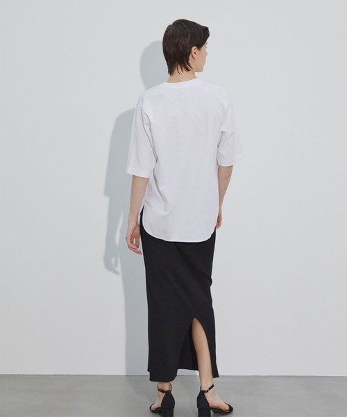 N.O.R.C by the line（ノークバイザライン）の「マルチファンクション5分袖ラウンドヘムTシャツ（Tシャツ/カットソー・レディース・オフホワイト/ブラック・S/M）」の19枚目の写真