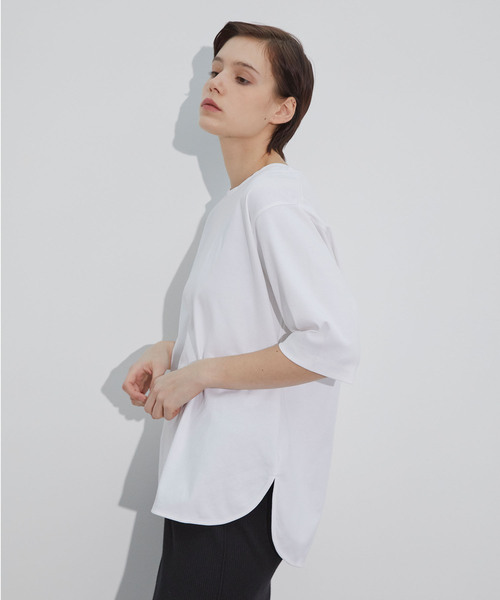 N.O.R.C by the line（ノークバイザライン）の「マルチファンクション5分袖ラウンドヘムTシャツ（Tシャツ/カットソー・レディース・オフホワイト/ブラック・S/M）」の10枚目の写真