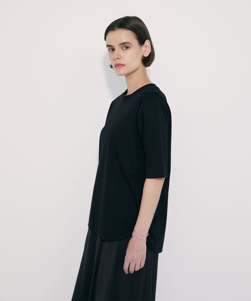 N.O.R.C by the line（ノークバイザライン）の「マルチファンクション5分袖ラウンドヘムTシャツ（Tシャツ/カットソー・レディース・オフホワイト/ブラック・S/M）」の8枚目の写真