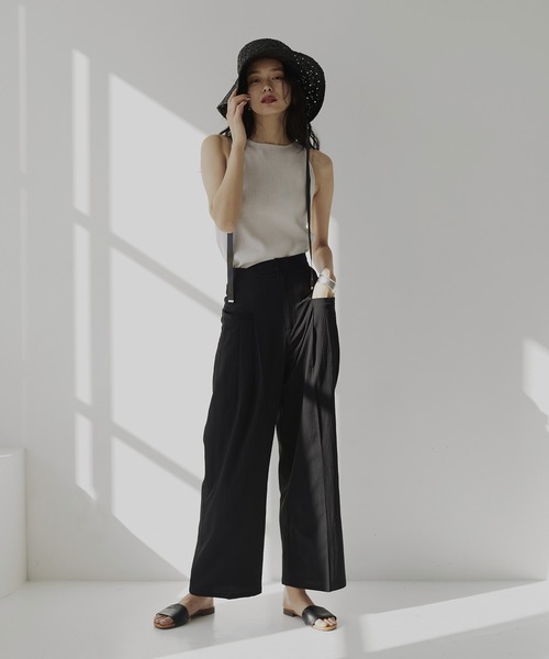 hellam（へラム）の「ワイドタックパンツ（スラックス・レディース・アイボリー/イエロー/ブラック/ブルー/グレー・FREE）」の6枚目の写真