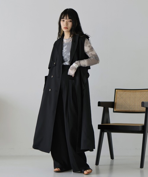 hellam（へラム）の「ワイドタックパンツ（スラックス・レディース・アイボリー/イエロー/ブラック/ブルー/グレー・FREE）」の8枚目の写真