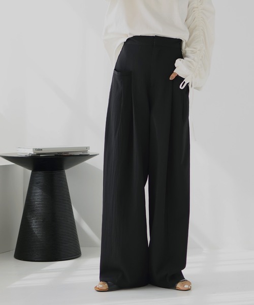 hellam（へラム）の「ワイドタックパンツ（スラックス・レディース・アイボリー/イエロー/ブラック/ブルー/グレー・FREE）」の9枚目の写真