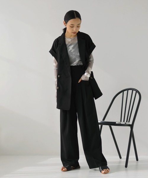 hellam（へラム）の「ワイドタックパンツ（スラックス・レディース・アイボリー/イエロー/ブラック/ブルー/グレー・FREE）」の10枚目の写真