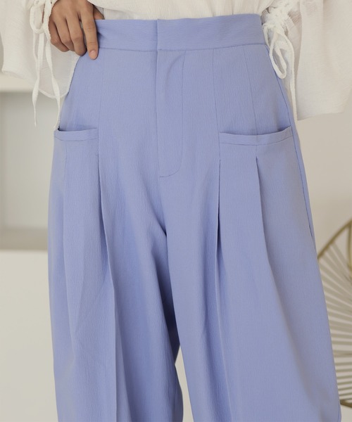 hellam（へラム）の「ワイドタックパンツ（スラックス・レディース・アイボリー/イエロー/ブラック/ブルー/グレー・FREE）」の16枚目の写真