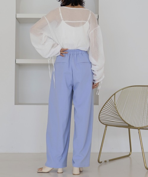 hellam（へラム）の「ワイドタックパンツ（スラックス・レディース・アイボリー/イエロー/ブラック/ブルー/グレー・FREE）」の17枚目の写真