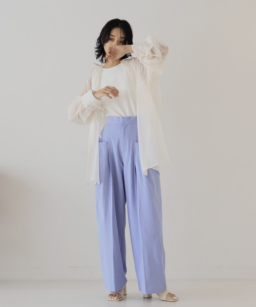 hellam（へラム）の「ワイドタックパンツ（スラックス・レディース・アイボリー/イエロー/ブラック/ブルー/グレー・FREE）」の20枚目の写真