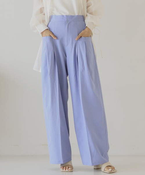 hellam（へラム）の「ワイドタックパンツ（スラックス・レディース・アイボリー/イエロー/ブラック/ブルー/グレー・FREE）」の21枚目の写真