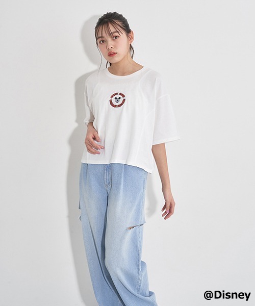LOVETOXIC（ラブトキシック）の「ダメージワイドパンツ（デニムパンツ・キッズ・サックスブルー・M/S/SS/L）」の4枚目の写真