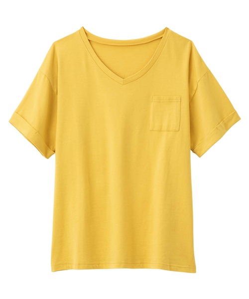 Viola e Viola(ヴィオラエヴィオラ)の「綿100%ポケット付ゆるTシャツ(Tシャツ/カットソー・レディース・ブルー/杢グレー/レンガ/マスタード/ブラック/ブルーグリーン/チャコール/モカ/キャメル/モスグリーン/ホワイト系その他/オフホワイト/ホワイト×ブラック・X-LARGE/LARGE/MEDIUM/XXX-LARGE/XX-LARGE/XXXX-LARGE)」の1枚目の写真
