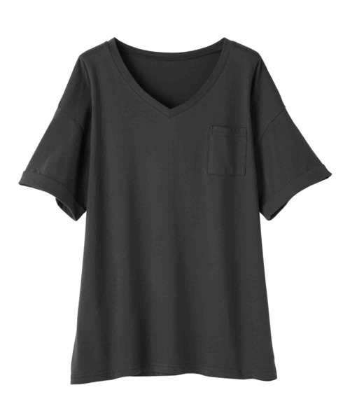 Viola e Viola(ヴィオラエヴィオラ)の「綿100%ポケット付ゆるTシャツ(Tシャツ/カットソー・レディース・ブルー/杢グレー/レンガ/マスタード/ブラック/ブルーグリーン/チャコール/モカ/キャメル/モスグリーン/ホワイト系その他/オフホワイト/ホワイト×ブラック・X-LARGE/LARGE/MEDIUM/XXX-LARGE/XX-LARGE/XXXX-LARGE)」の15枚目の写真