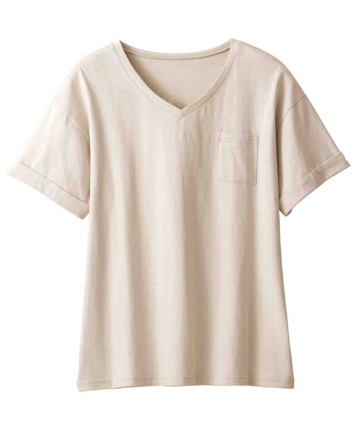 Viola e Viola(ヴィオラエヴィオラ)の「綿100%ポケット付ゆるTシャツ(Tシャツ/カットソー・レディース・ブルー/杢グレー/レンガ/マスタード/ブラック/ブルーグリーン/チャコール/モカ/キャメル/モスグリーン/ホワイト系その他/オフホワイト/ホワイト×ブラック・X-LARGE/LARGE/MEDIUM/XXX-LARGE/XX-LARGE/XXXX-LARGE)」の19枚目の写真