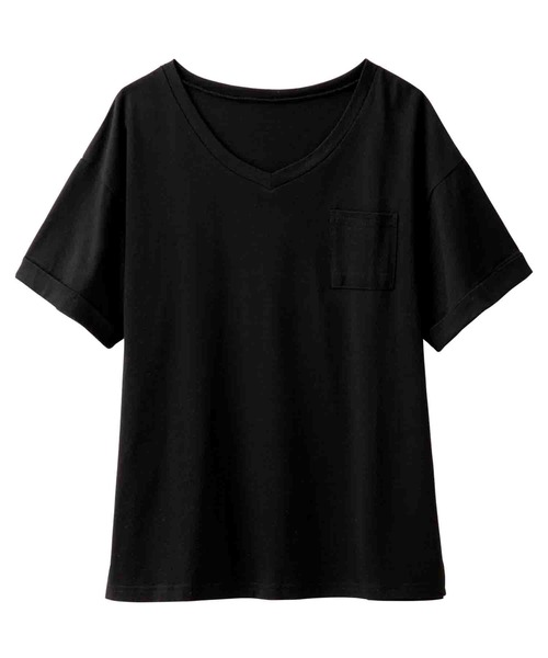 Viola e Viola(ヴィオラエヴィオラ)の「綿100%ポケット付ゆるTシャツ(Tシャツ/カットソー・レディース・ブルー/杢グレー/レンガ/マスタード/ブラック/ブルーグリーン/チャコール/モカ/キャメル/モスグリーン/ホワイト系その他/オフホワイト/ホワイト×ブラック・X-LARGE/LARGE/MEDIUM/XXX-LARGE/XX-LARGE/XXXX-LARGE)」の20枚目の写真
