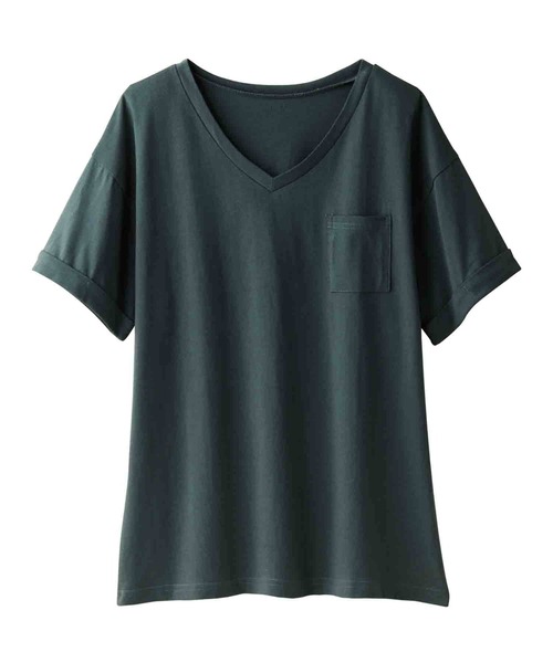 Viola e Viola(ヴィオラエヴィオラ)の「綿100%ポケット付ゆるTシャツ(Tシャツ/カットソー・レディース・ブルー/杢グレー/レンガ/マスタード/ブラック/ブルーグリーン/チャコール/モカ/キャメル/モスグリーン/ホワイト系その他/オフホワイト/ホワイト×ブラック・X-LARGE/LARGE/MEDIUM/XXX-LARGE/XX-LARGE/XXXX-LARGE)」の21枚目の写真