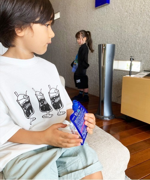 GROOVY COLORS(グルービーカラーズ)の「天竺 CREAM SODA BALOON Tシャツ(Tシャツ/カットソー・キッズ・ホワイト/ブルー・140/130)」の1枚目の写真