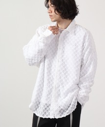 REGIEVO ジャガードシースルー長袖シャツ
