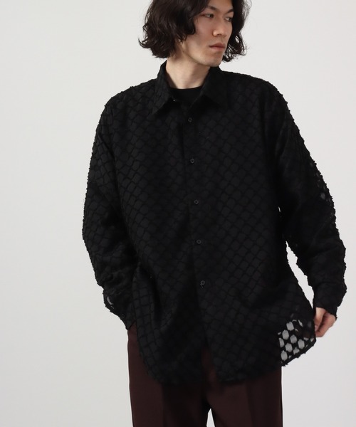 REGIEVO(レジエボ)の「REGIEVO ジャガードシースルー長袖シャツ(シャツ/ブラウス・メンズ・ブラック/オフホワイト・L/M)」の17枚目の写真