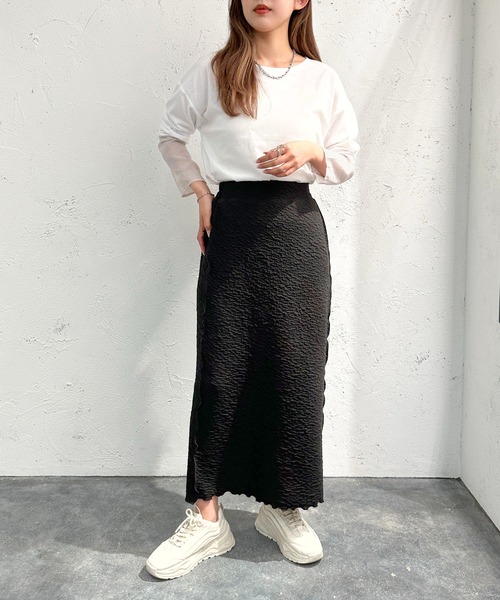 apres jour mignon(アプレジュールミニョン)の「袖シアー切り替えトップス【ZOZOTOWN限定アイテム】(Tシャツ/カットソー・レディース・ナチュラル/ブラック/オフホワイト・X-LARGE/フリー)」の10枚目の写真