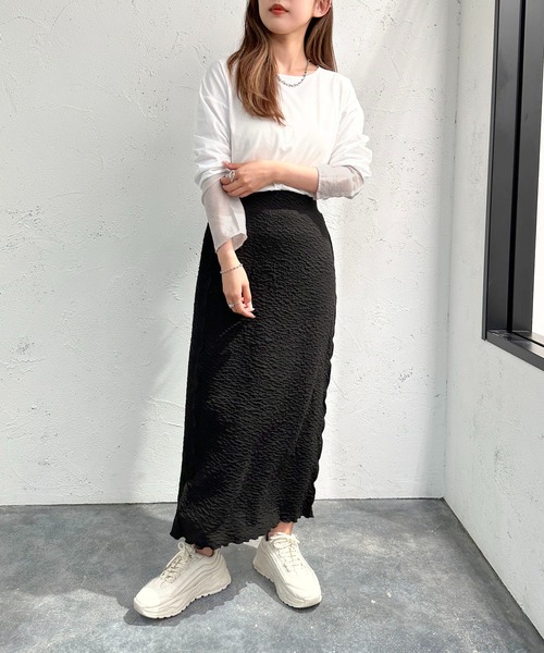 apres jour mignon(アプレジュールミニョン)の「袖シアー切り替えトップス【ZOZOTOWN限定アイテム】(Tシャツ/カットソー・レディース・ナチュラル/ブラック/オフホワイト・X-LARGE/フリー)」の8枚目の写真
