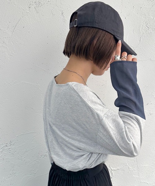 apres jour mignon(アプレジュールミニョン)の「袖シアー切り替えトップス【ZOZOTOWN限定アイテム】(Tシャツ/カットソー・レディース・ナチュラル/ブラック/オフホワイト・X-LARGE/フリー)」の22枚目の写真