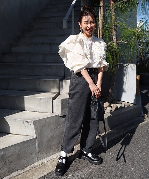 CREDONA（クレドナ）の「レースフリルカラーBL（シャツ/ブラウス・レディース・ブラック/アイボリー・FREE）」の11枚目の写真