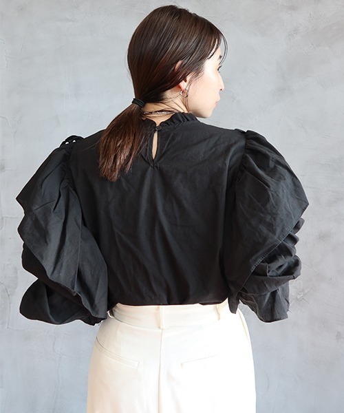 CREDONA（クレドナ）の「レースフリルカラーBL（シャツ/ブラウス・レディース・ブラック/アイボリー・FREE）」の14枚目の写真