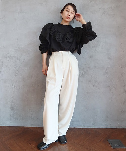 CREDONA（クレドナ）の「レースフリルカラーBL（シャツ/ブラウス・レディース・ブラック/アイボリー・FREE）」の15枚目の写真