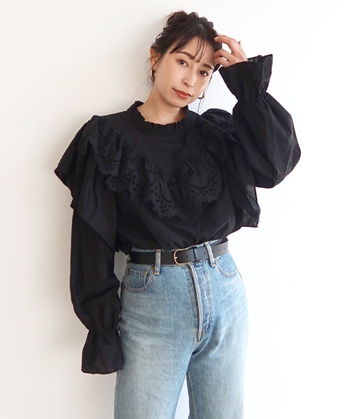 CREDONA（クレドナ）の「レースフリルカラーBL（シャツ/ブラウス・レディース・ブラック/アイボリー・FREE）」の16枚目の写真