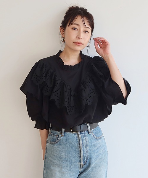 CREDONA（クレドナ）の「レースフリルカラーBL（シャツ/ブラウス・レディース・ブラック/アイボリー・FREE）」の18枚目の写真
