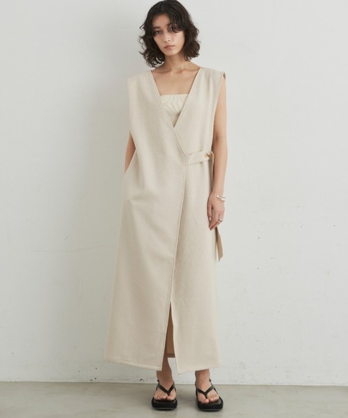 Aunt Marie's(アントマリーズ)の「リネンライクジレ ワンピース / 高身長向けサイズ展開有(ワンピース・レディース・ブラック/ベージュ・FREE/MT)」の16枚目の写真