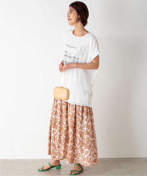 MILLION CARATS（ミリオンカラッツ）の「シアーとの二重仕立てが新鮮な3DフレンチスリーブTシャツ（Tシャツ/カットソー・レディース・オフホワイト/ブラック/グリーン・FREE）」の6枚目の写真