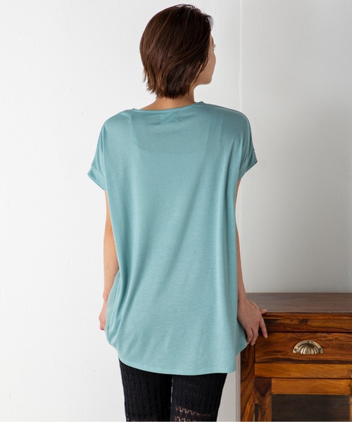 MILLION CARATS（ミリオンカラッツ）の「シアーとの二重仕立てが新鮮な3DフレンチスリーブTシャツ（Tシャツ/カットソー・レディース・オフホワイト/ブラック/グリーン・FREE）」の19枚目の写真