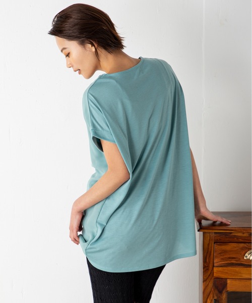 MILLION CARATS（ミリオンカラッツ）の「シアーとの二重仕立てが新鮮な3DフレンチスリーブTシャツ（Tシャツ/カットソー・レディース・オフホワイト/ブラック/グリーン・FREE）」の20枚目の写真