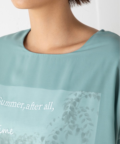 MILLION CARATS（ミリオンカラッツ）の「シアーとの二重仕立てが新鮮な3DフレンチスリーブTシャツ（Tシャツ/カットソー・レディース・オフホワイト/ブラック/グリーン・FREE）」の22枚目の写真