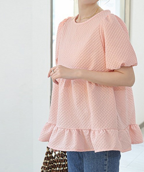 Doux Belle(ドゥーベル)の「Aライン半袖チュニックブラウス(シャツ/ブラウス・レディース・オフホワイト/ピンク/ブルー/ブラック・MEDIUM/LARGE)」の15枚目の写真