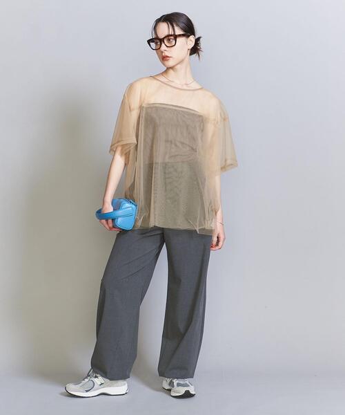 BEAUTY&YOUTH UNITED ARROWS（ビューティーアンドユースユナイテッドアローズ）の「ナイロンチュール レイヤード ショートスリーブ プルオーバー -ウォッシャブル-（シャツ/ブラウス・レディース・ブラック/ベージュ・FREE）」の12枚目の写真