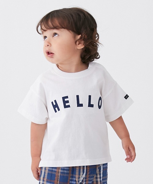 petit main(プティマイン)の「【接触冷感】アップリケロゴTシャツ(Tシャツ/カットソー・キッズ・オフホワイト/クリーム/ライトブルー/ダークブラウン・90cm/80cm/100cm/110cm/130cm/120cm)」の2枚目の写真