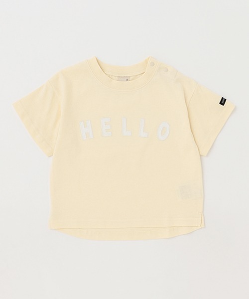 petit main(プティマイン)の「【接触冷感】アップリケロゴTシャツ(Tシャツ/カットソー・キッズ・オフホワイト/クリーム/ライトブルー/ダークブラウン・90cm/80cm/100cm/110cm/130cm/120cm)」の1枚目の写真