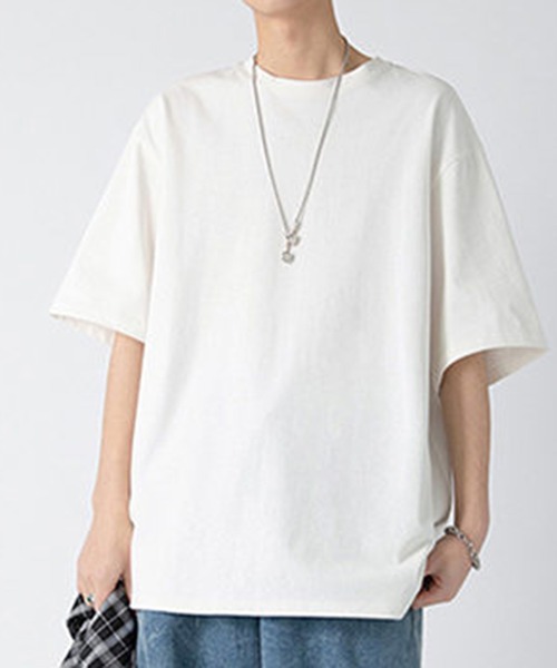 Cloudstyle(クラウドスタイル)の「【Cloudstyle】オーバーサイズフィット Tシャツ/ カットソー(Tシャツ/カットソー・メンズ・ホワイト/キャメル/ネイビー/ブラック/ライトグリーン・LARGE/X-LARGE/MEDIUM)」の2枚目の写真