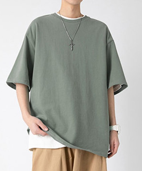 Cloudstyle(クラウドスタイル)の「【Cloudstyle】オーバーサイズフィット Tシャツ/ カットソー(Tシャツ/カットソー・メンズ・ホワイト/キャメル/ネイビー/ブラック/ライトグリーン・LARGE/X-LARGE/MEDIUM)」の4枚目の写真