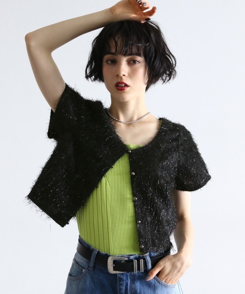 PAGEBOY(ページボーイ)の「ラメフェザーショートTOPS(Tシャツ/カットソー・レディース・オフホワイト/ブラック/アイボリー・FREE)」の15枚目の写真