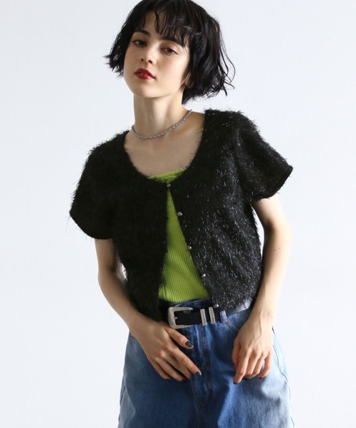 PAGEBOY(ページボーイ)の「ラメフェザーショートTOPS(Tシャツ/カットソー・レディース・オフホワイト/ブラック/アイボリー・FREE)」の16枚目の写真