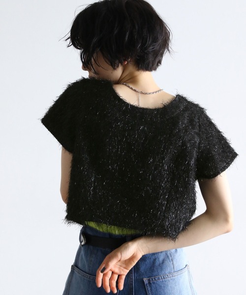 PAGEBOY(ページボーイ)の「ラメフェザーショートTOPS(Tシャツ/カットソー・レディース・オフホワイト/ブラック/アイボリー・FREE)」の17枚目の写真