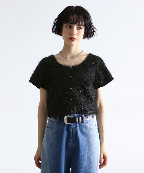 PAGEBOY(ページボーイ)の「ラメフェザーショートTOPS(Tシャツ/カットソー・レディース・オフホワイト/ブラック/アイボリー・FREE)」の19枚目の写真
