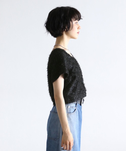 PAGEBOY(ページボーイ)の「ラメフェザーショートTOPS(Tシャツ/カットソー・レディース・オフホワイト/ブラック/アイボリー・FREE)」の20枚目の写真