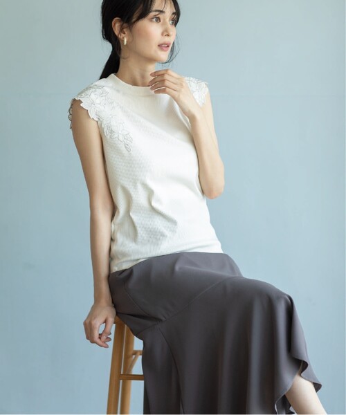 index（インデックス）の「◆レーススリーブトップス【洗濯機洗い可】（Tシャツ/カットソー・レディース・ホワイト系/ライトグレー/ブラック・36/38/42/40）」の9枚目の写真