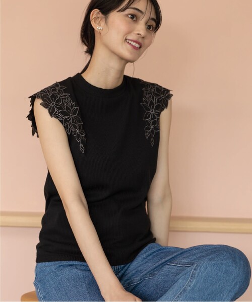 index（インデックス）の「◆レーススリーブトップス【洗濯機洗い可】（Tシャツ/カットソー・レディース・ホワイト系/ライトグレー/ブラック・36/38/42/40）」の13枚目の写真
